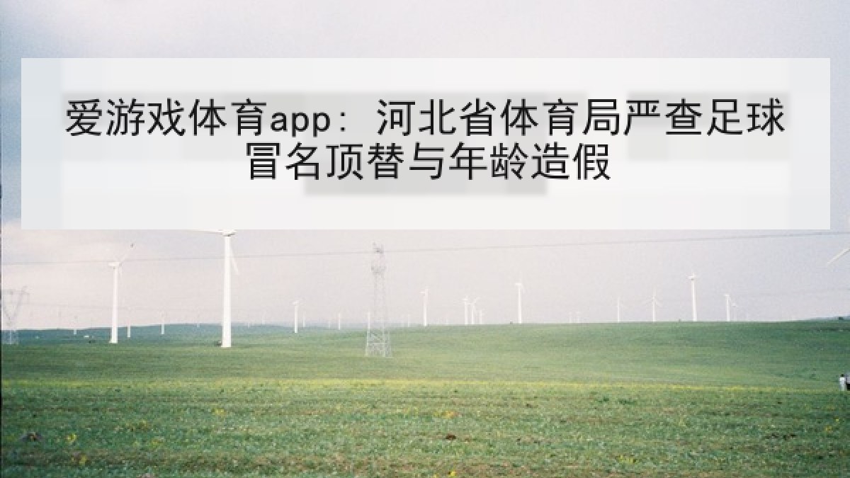 爱游戏体育app: 河北省体育局严查足球冒名顶替与年龄造假